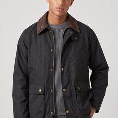 Corduroy Collar Workwear Jacket – Black