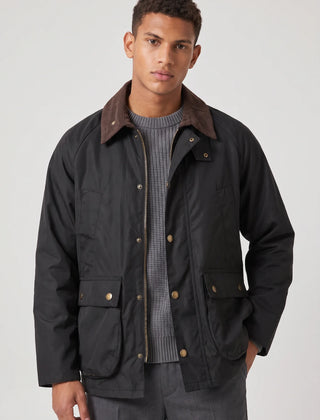 Corduroy Collar Workwear Jacket – Black