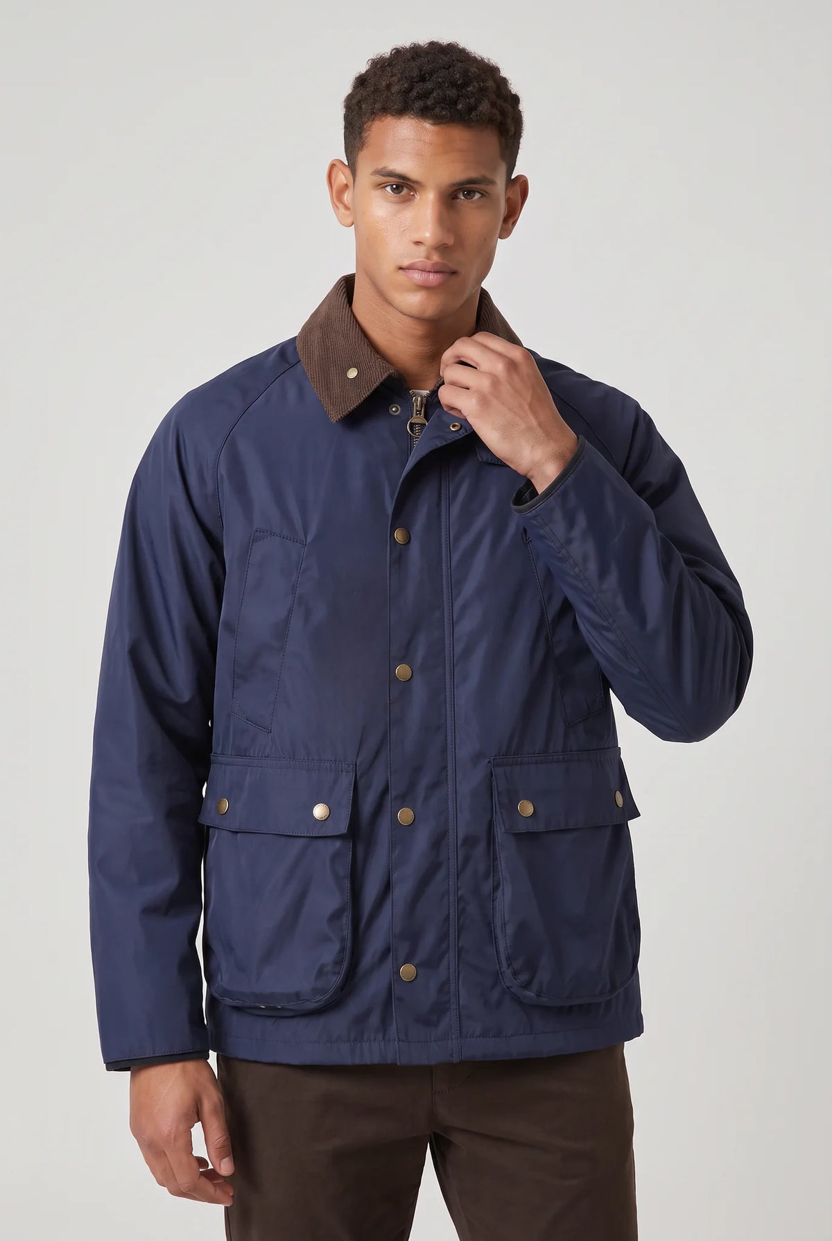 Corduroy Collar Workwear Jacket – Navy