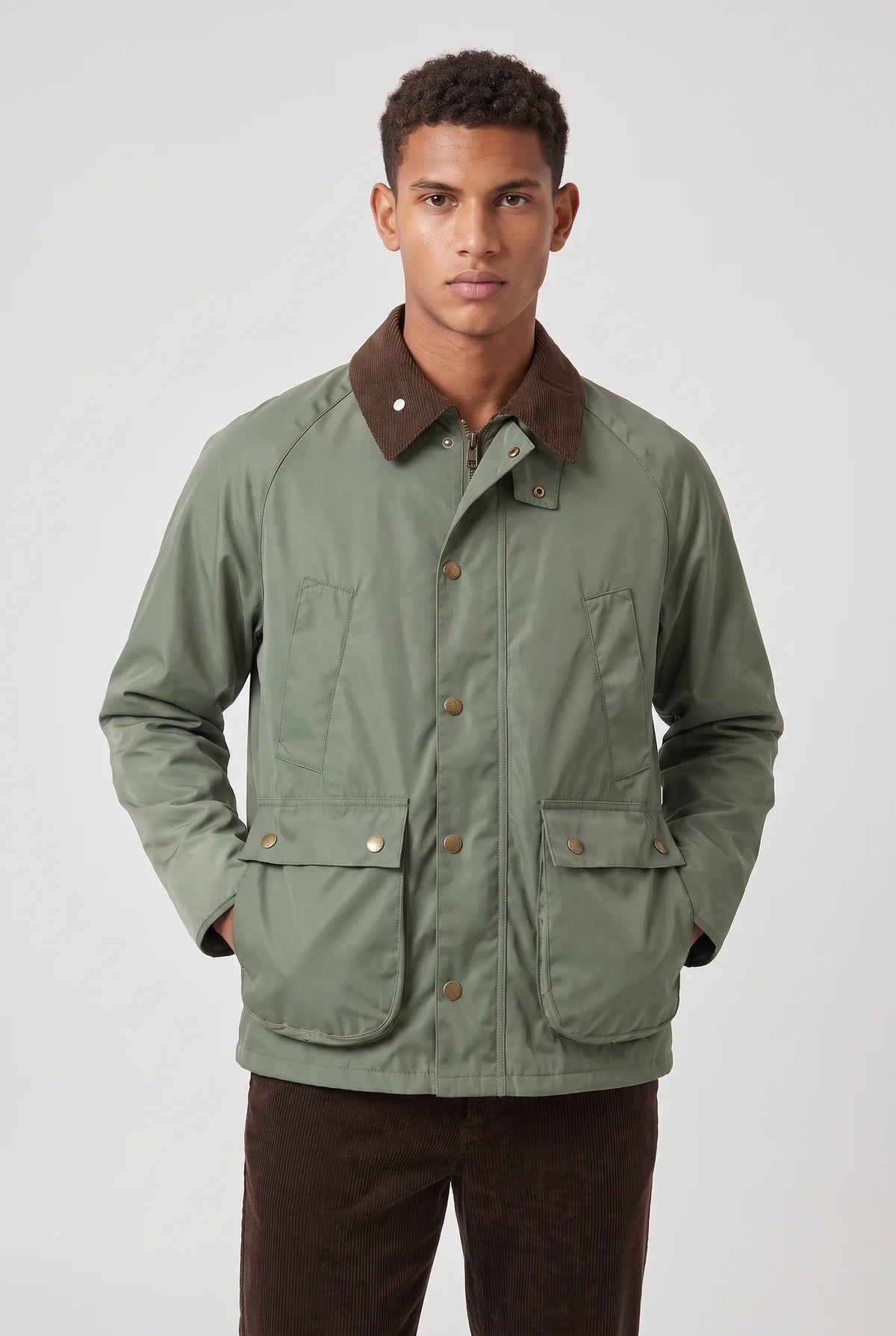 Corduroy Collar Workwear Jacket – Green