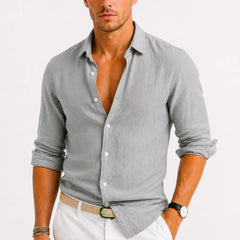 Linen Button-Down Shirt – Grey