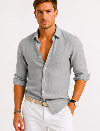 Linen Button-Down Shirt – Grey