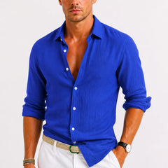 Linen Button-Down Shirt – Blue