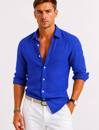 Linen Button-Down Shirt – Blue