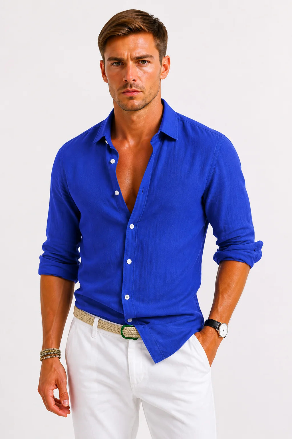 Linen Button-Down Shirt – Blue