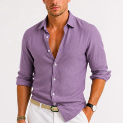 Linen Button-Down Shirt – Lilac