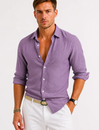 Linen Button-Down Shirt – Lilac