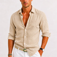 Linen Button-Down Shirt – Beige