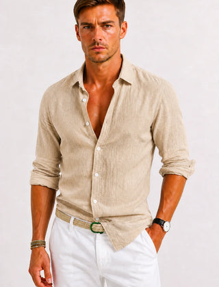 Linen Button-Down Shirt – Beige