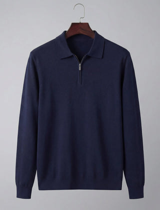 Quarter-Zip Polo Sweater – Navy