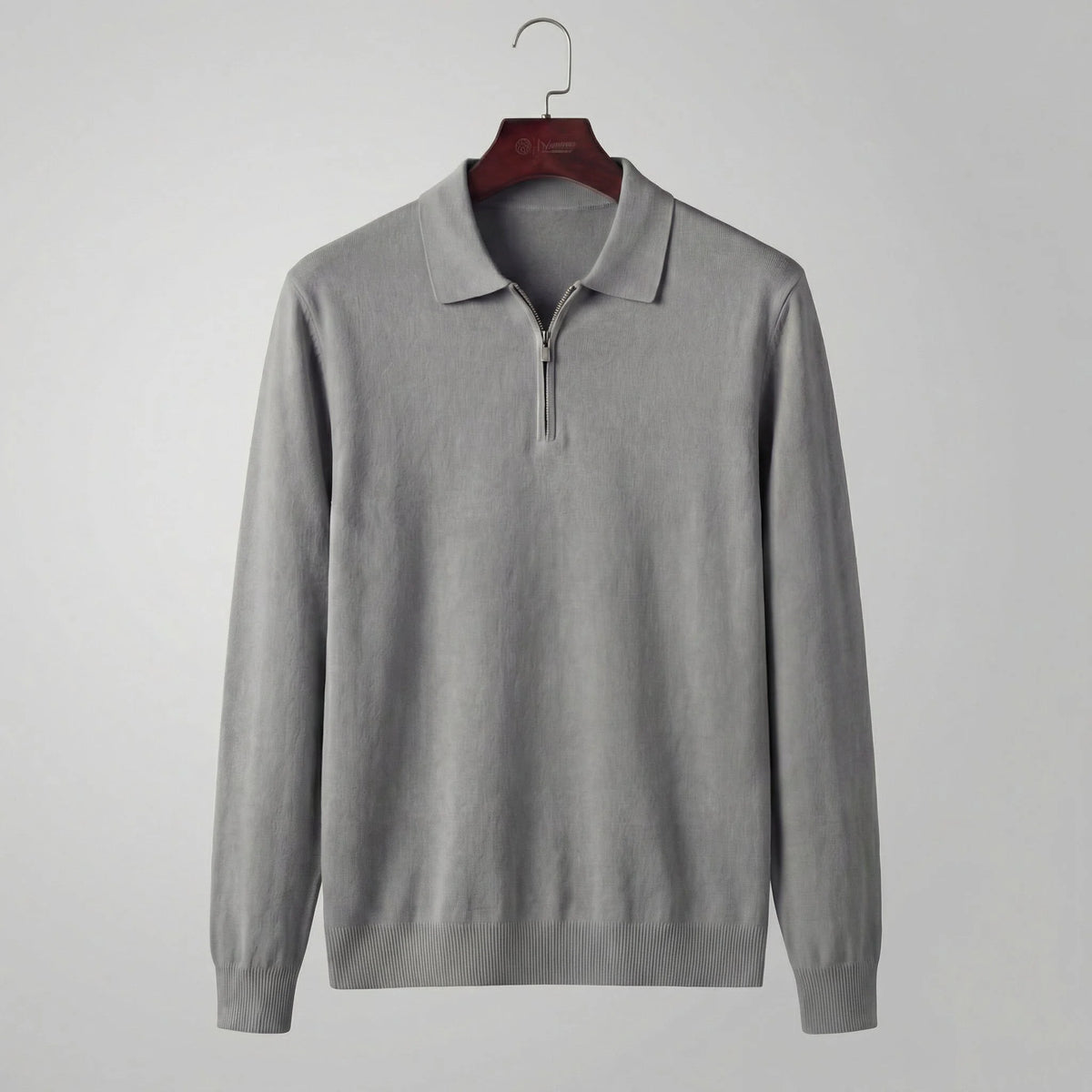 Quarter-Zip Polo Sweater – Grey