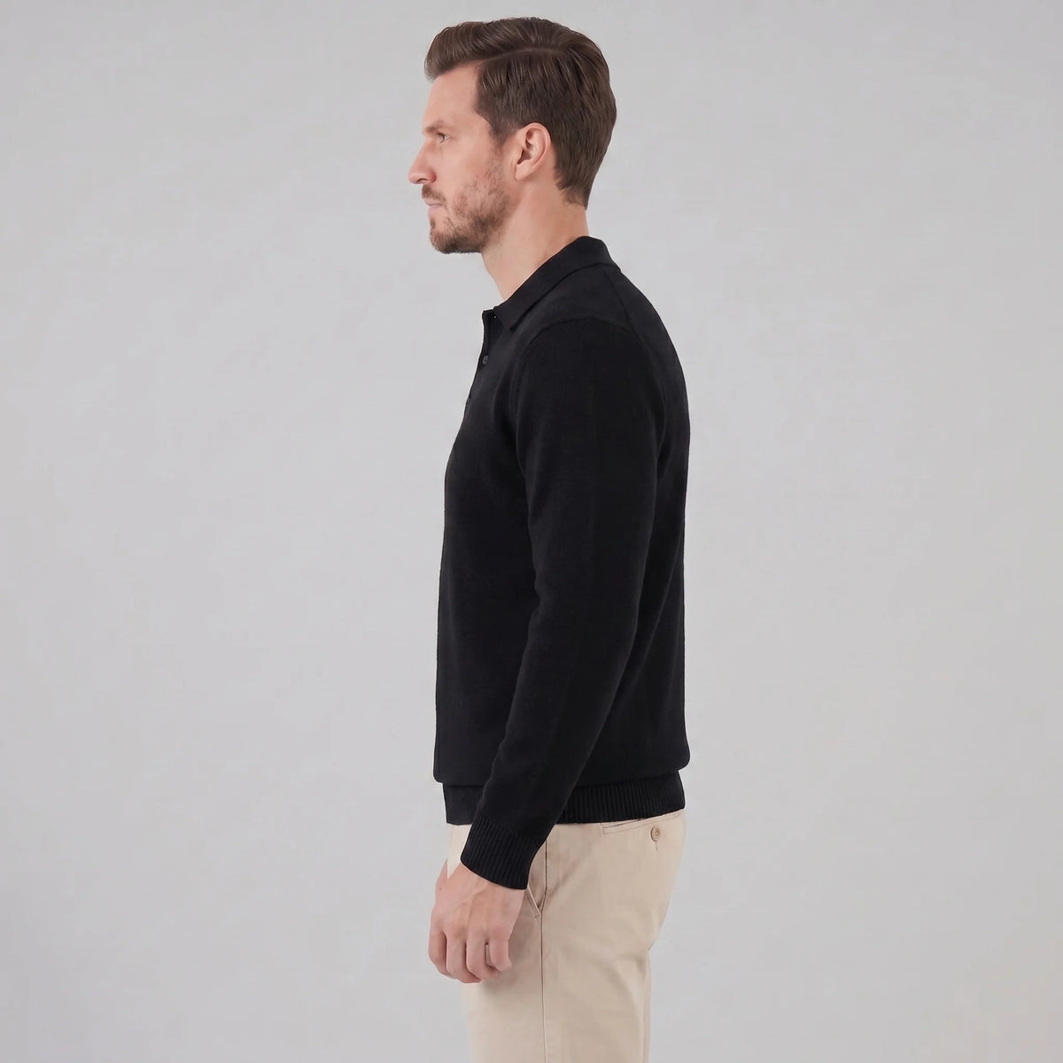 Relaxed Knit Polo Sweater