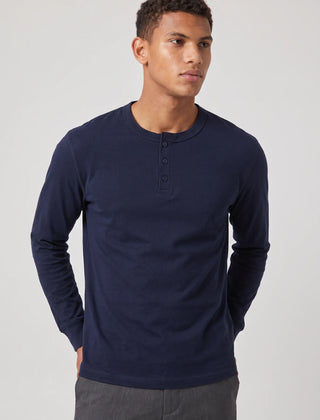 Long Sleeve Henley Shirt – Navy