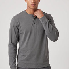 Long Sleeve Henley Shirt – Dark Grey