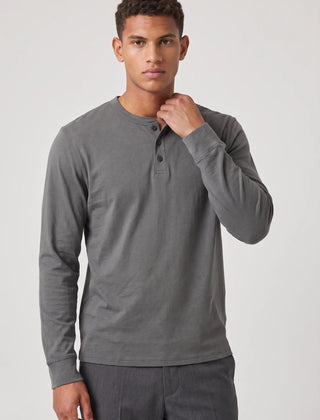 Long Sleeve Henley Shirt – Dark Grey