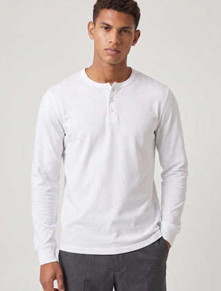Long Sleeve Henley Shirt – White