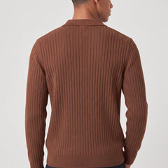 Ribbed Long Sleeve Polo