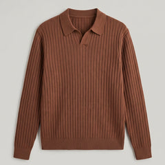 Ribbed Long Sleeve Polo