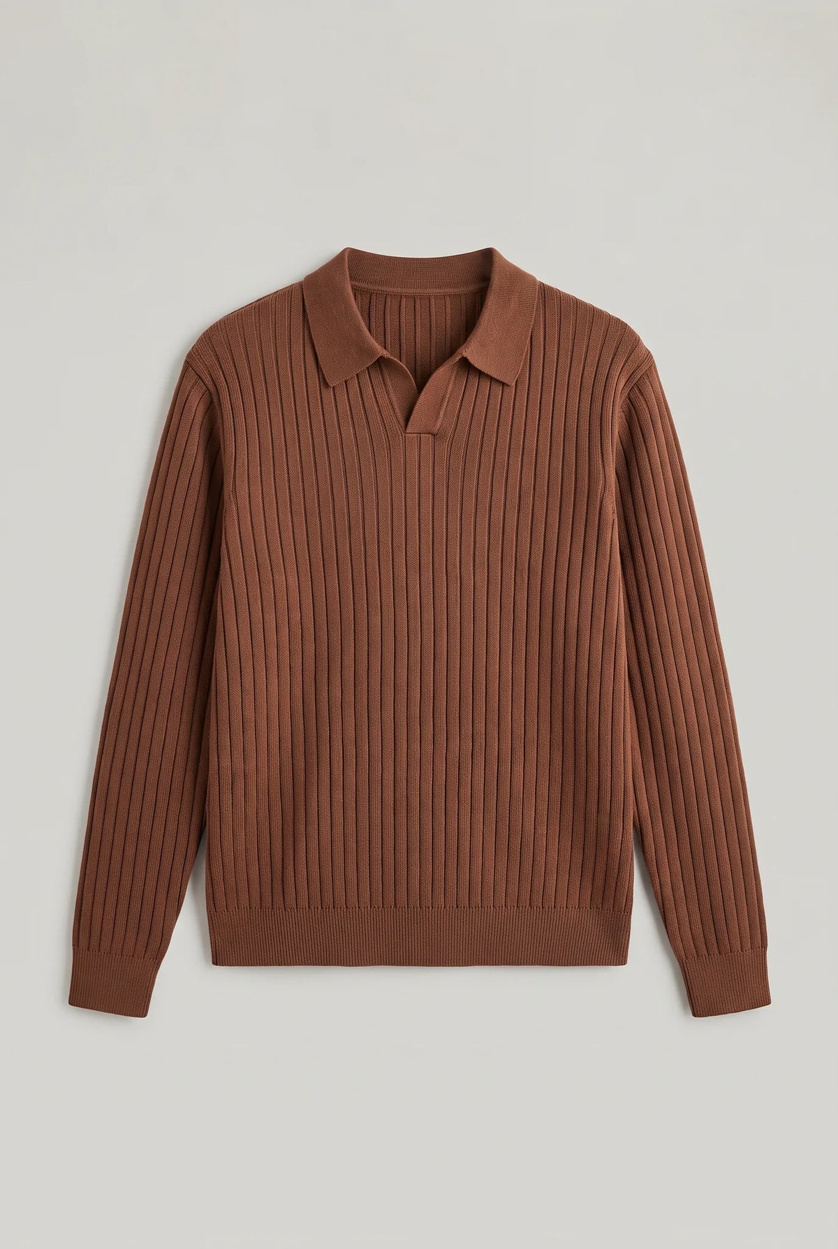 Ribbed Long Sleeve Polo