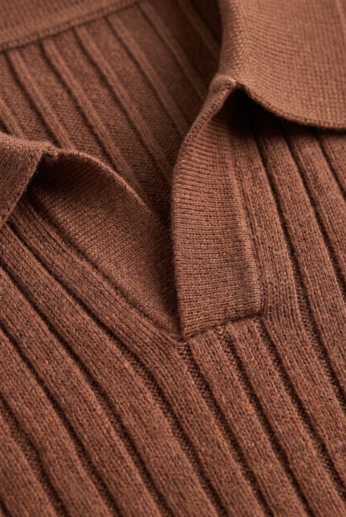 Ribbed Long Sleeve Polo