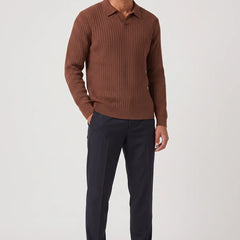 Ribbed Long Sleeve Polo