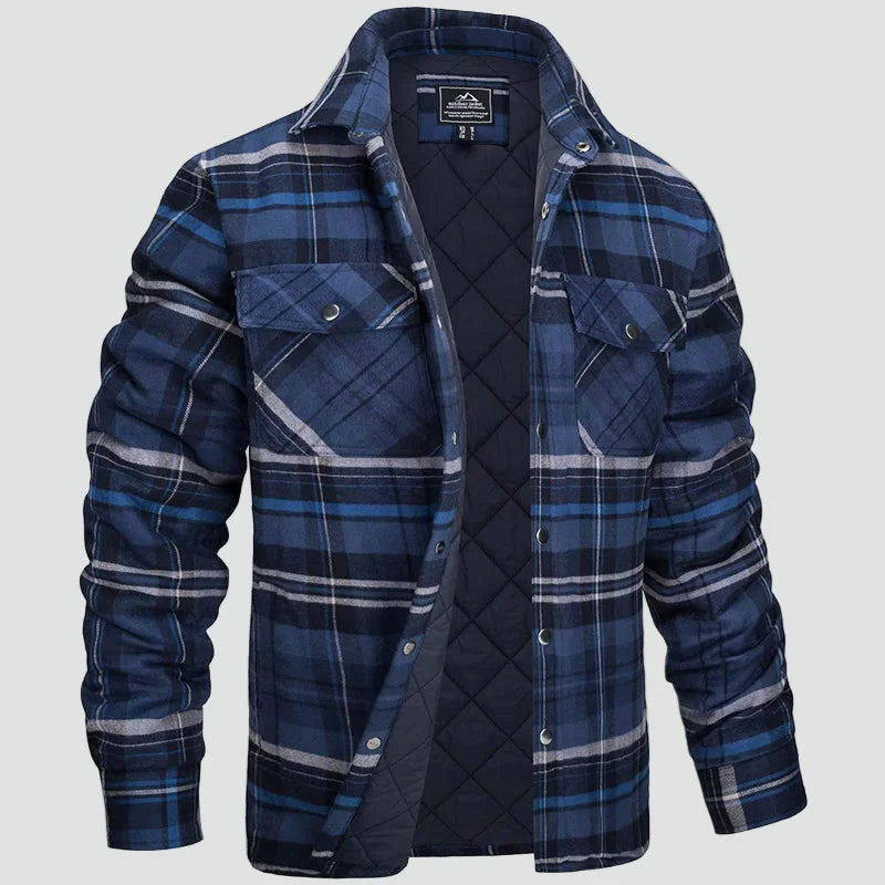 Checked Flannel Overshirt – Dark Blue