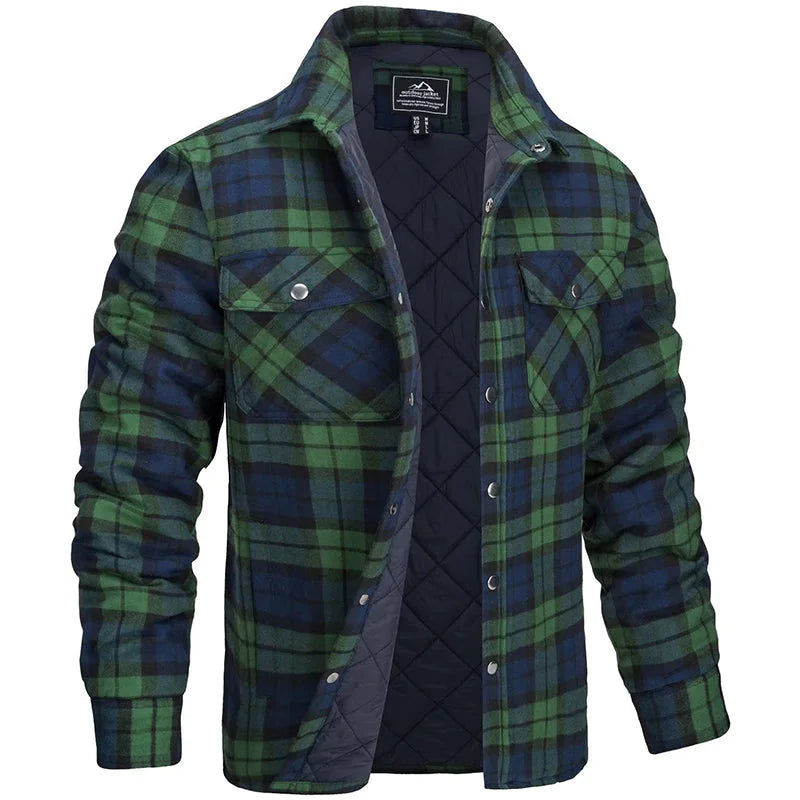 Checked Flannel Overshirt – Dark Green