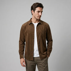 Corduroy Button-Up Shirt – Brown