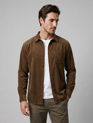 Corduroy Button-Up Shirt – Brown