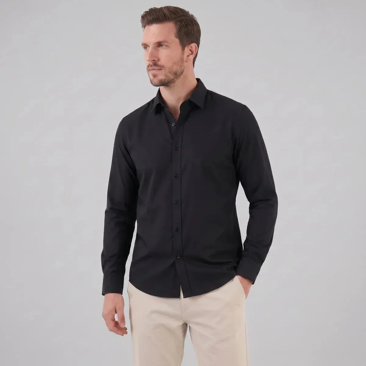 Slim Fit Dress Shirt – Black