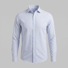 Linen Vertical Stripe Shirt – Light Blue