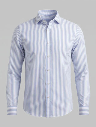 Linen Vertical Stripe Shirt – Light Blue