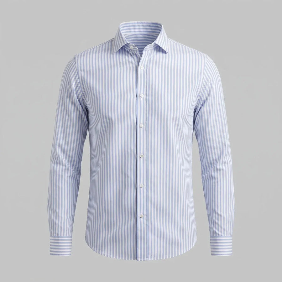Linen Vertical Stripe Shirt – Light Blue