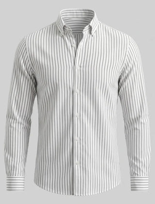 Linen Vertical Stripe Shirt – White