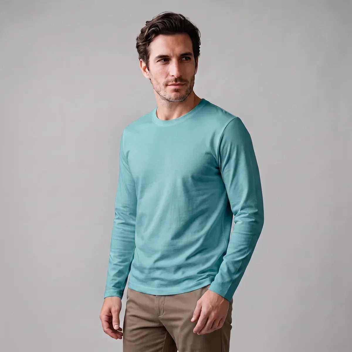 Long Sleeve Crew Neck T-Shirt – Sky Blue