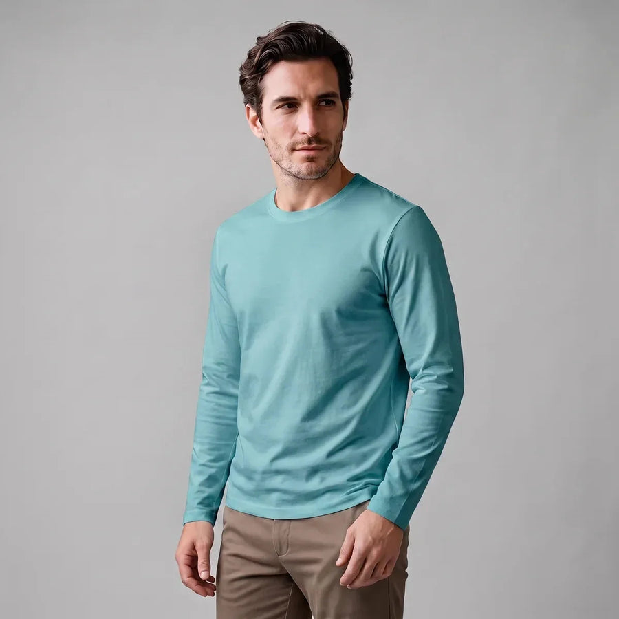 Long Sleeve Crew Neck T-Shirt – Sky Blue