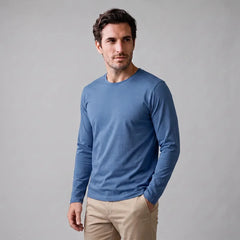 Long Sleeve Crew Neck T-Shirt – Blue