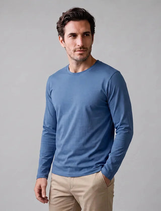 Long Sleeve Crew Neck T-Shirt – Blue