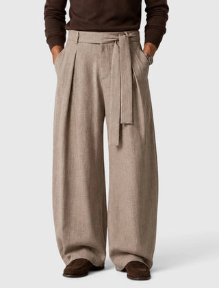 Relaxed Belted Trousers – Taupe