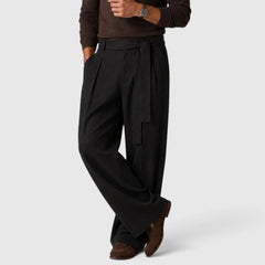 Relaxed Belted Trousers – Black