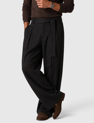 Relaxed Belted Trousers – Black