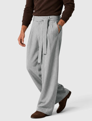 Relaxed Belted Trousers – Grey