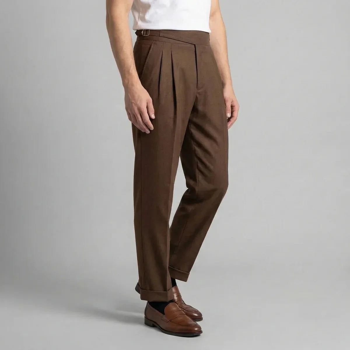 Pleated Straight Leg Trousers