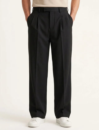 Relaxed Wide-Leg Trousers – Black