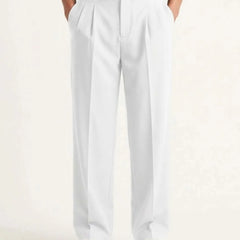 Relaxed Wide-Leg Trousers – White
