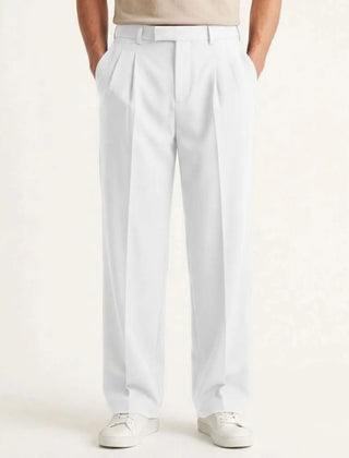 Relaxed Wide-Leg Trousers – White