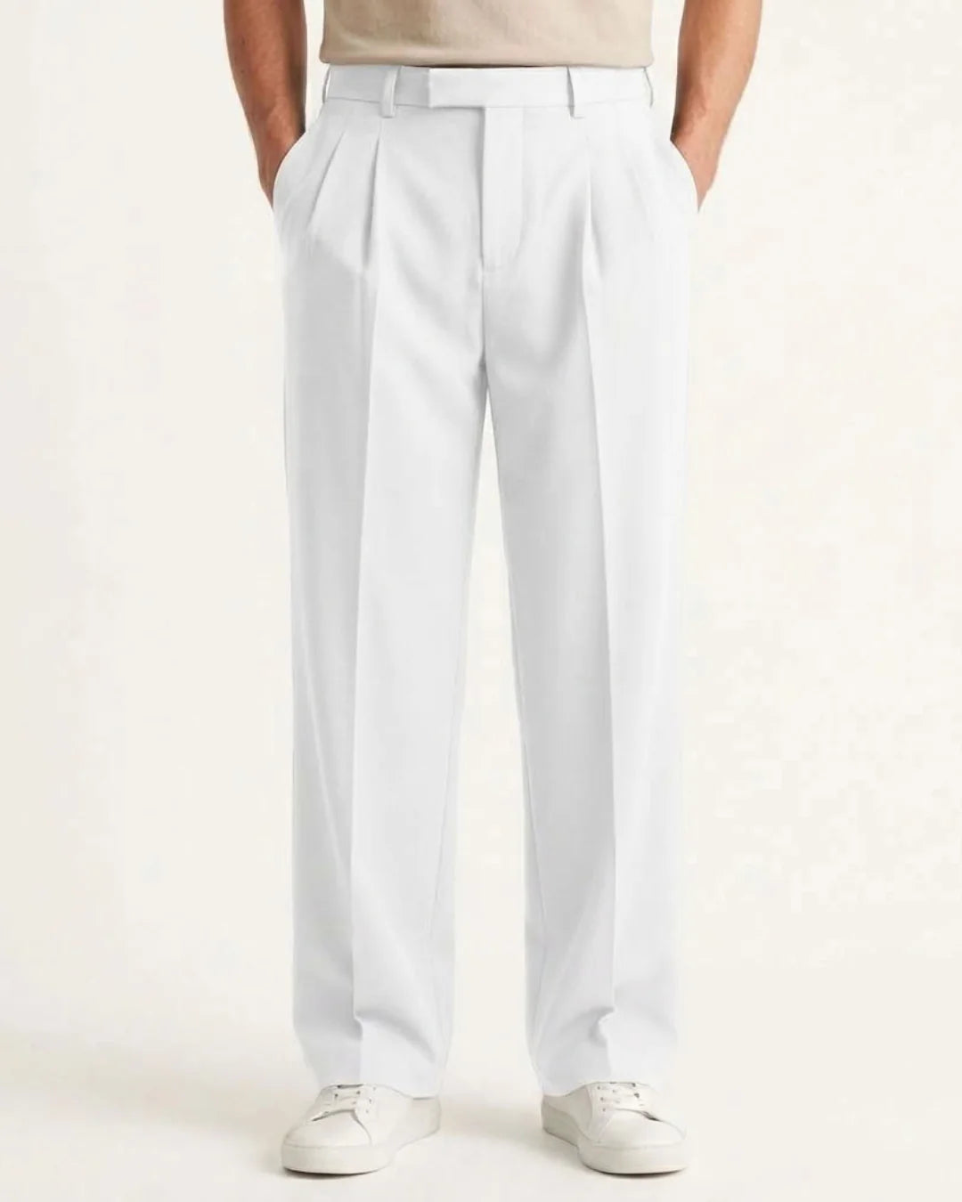 Relaxed Wide-Leg Trousers – White