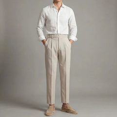 Tailored Single Pleat Trousers – Beige