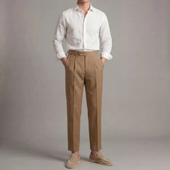 Tailored Single Pleat Trousers – Camel