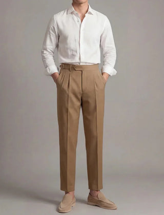 Tailored Single Pleat Trousers – Camel